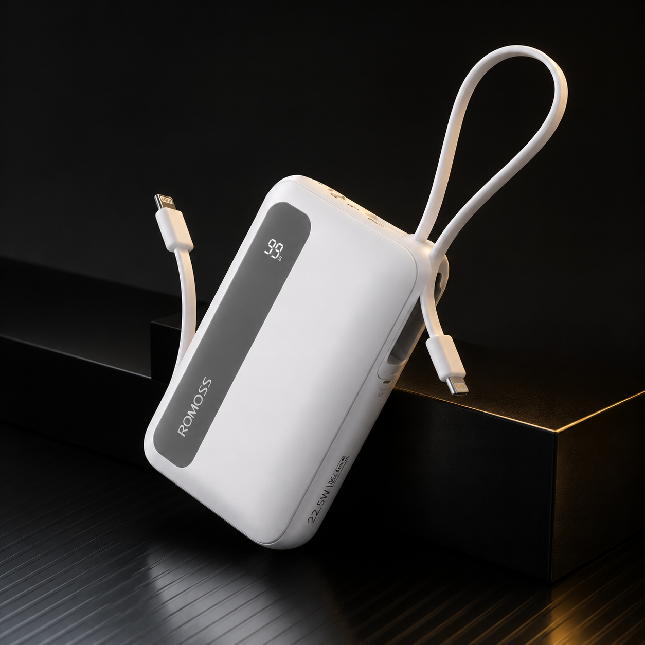 Romoss PPR10 Power Bank 10000mAh | 22.5W Fast Charging | Built-in Cables | LED Display