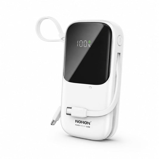 NOHON NX-P32 20000mAh Power Bank with Built-in Dual Cables | 22.5W PD Fast Charging | Type-C & Lightning
